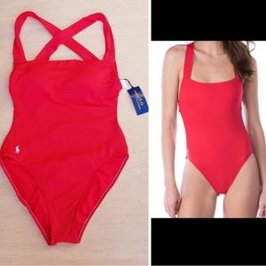 Polo Ralph Lauren red medium one piece swimsuit